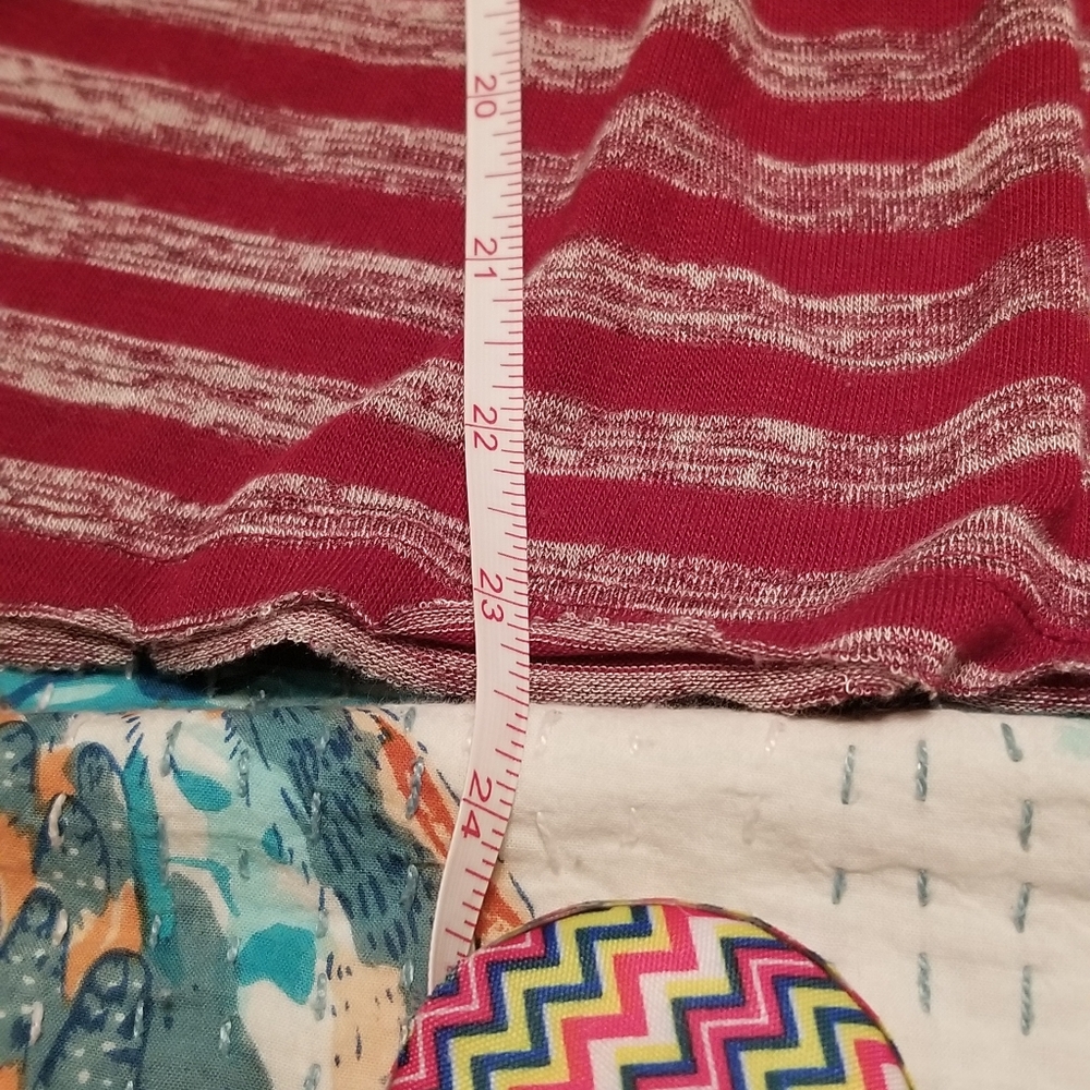 Umgee Heather Gray and Red Striped Ruffle Top - Picture 6 of 10